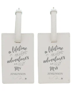 Personalised Memento Company Cream Lifetime of Adventures' Couples Luggage Tags