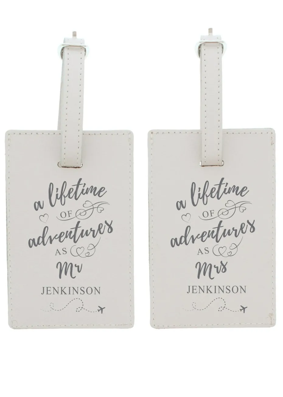 Personalised Memento Company Cream Lifetime of Adventures' Couples Luggage Tags