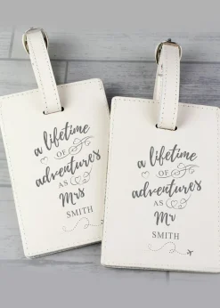 Personalised Memento Company Cream Lifetime of Adventures' Couples Luggage Tags