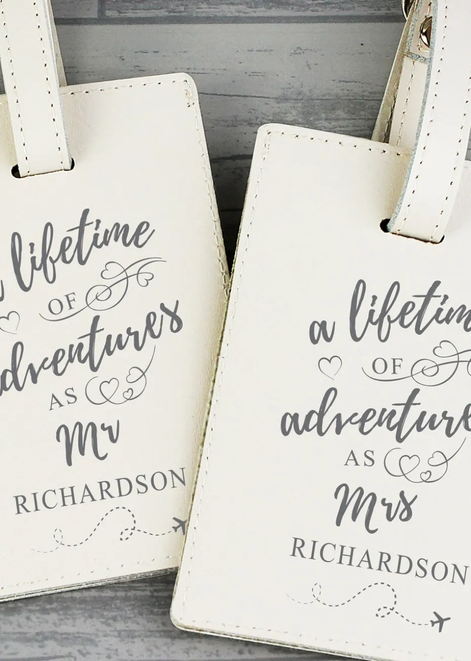 Personalised Memento Company Cream Lifetime of Adventures' Couples Luggage Tags