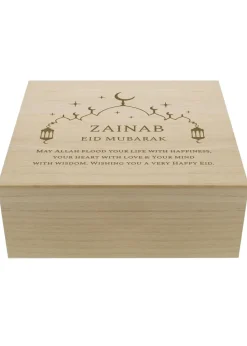 Personalised Memento Company Brown Eid & Ramadan Wooden Keepsake Box