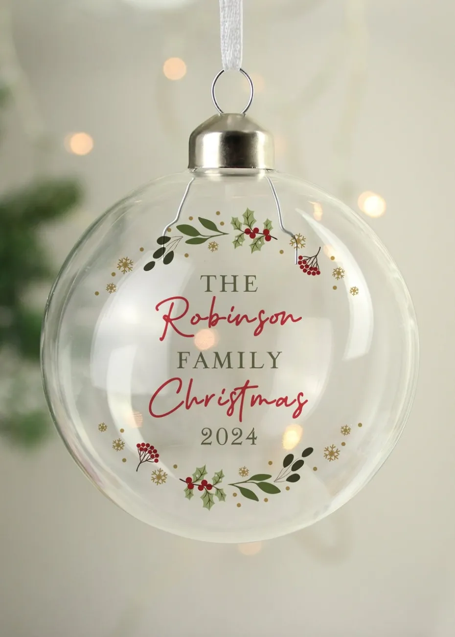 Personalised Memento Company Clear Christmas Glass Bauble