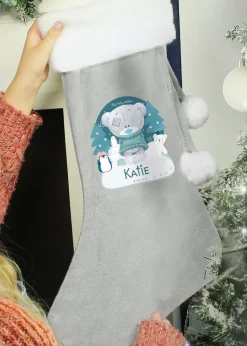 Personalised Memento Company Grey First Christmas Tiny Tatty Teddy Stocking