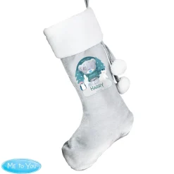 Personalised Memento Company Grey First Christmas Tiny Tatty Teddy Stocking