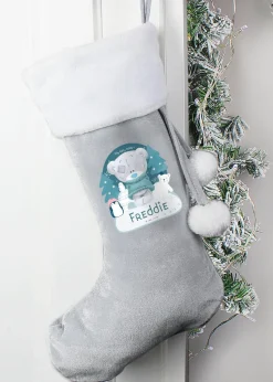 Personalised Memento Company Grey First Christmas Tiny Tatty Teddy Stocking
