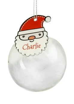 Personalised Memento Company Clear Santa Feather Glass Bauble