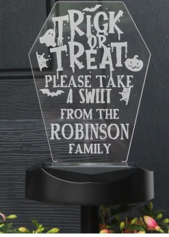 Personalised Memento Company Black Trick or Treat Halloween Solar Light