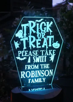 Personalised Memento Company Black Trick or Treat Halloween Solar Light