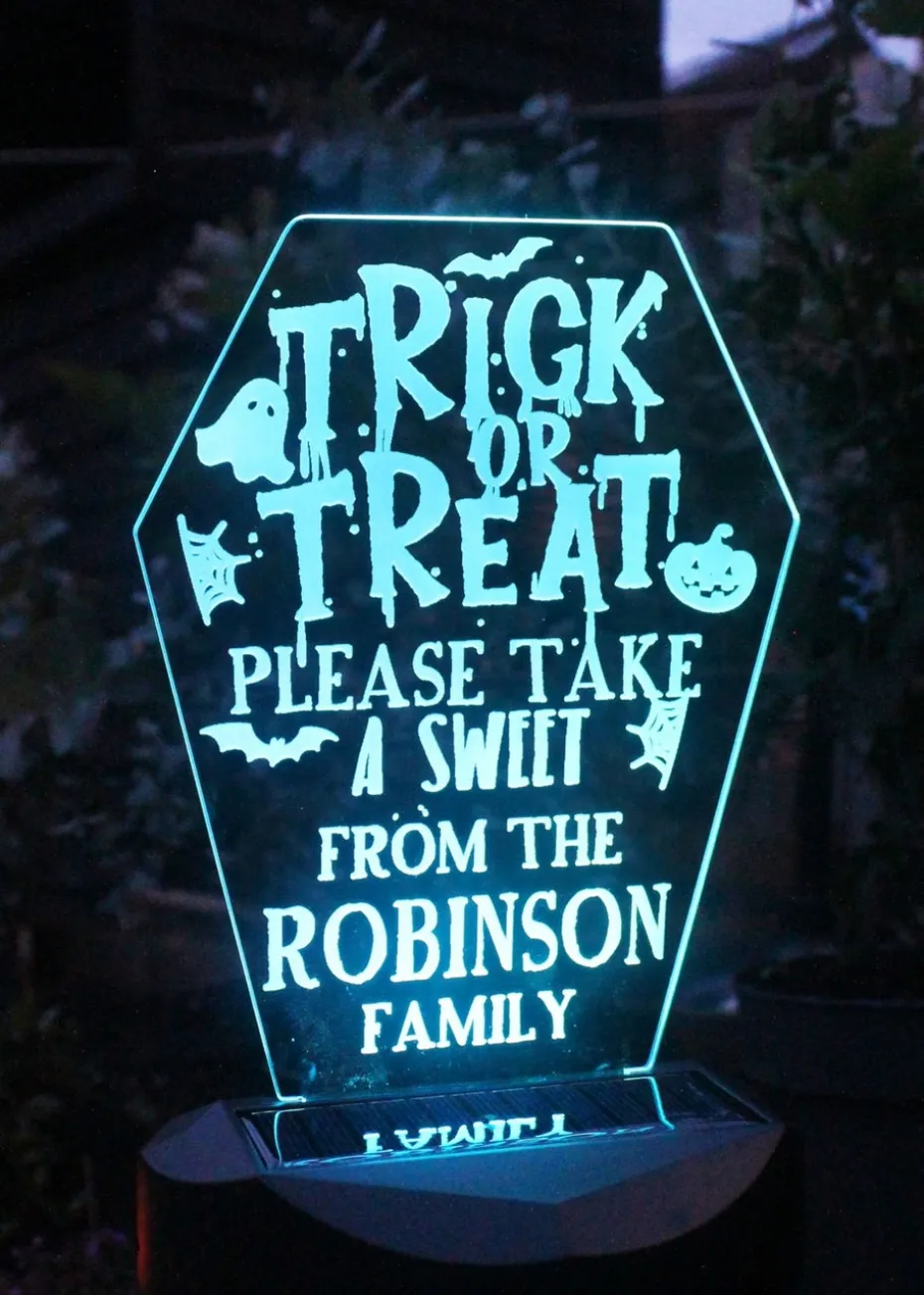 Personalised Memento Company Black Trick or Treat Halloween Solar Light