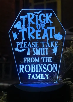 Personalised Memento Company Black Trick or Treat Halloween Solar Light