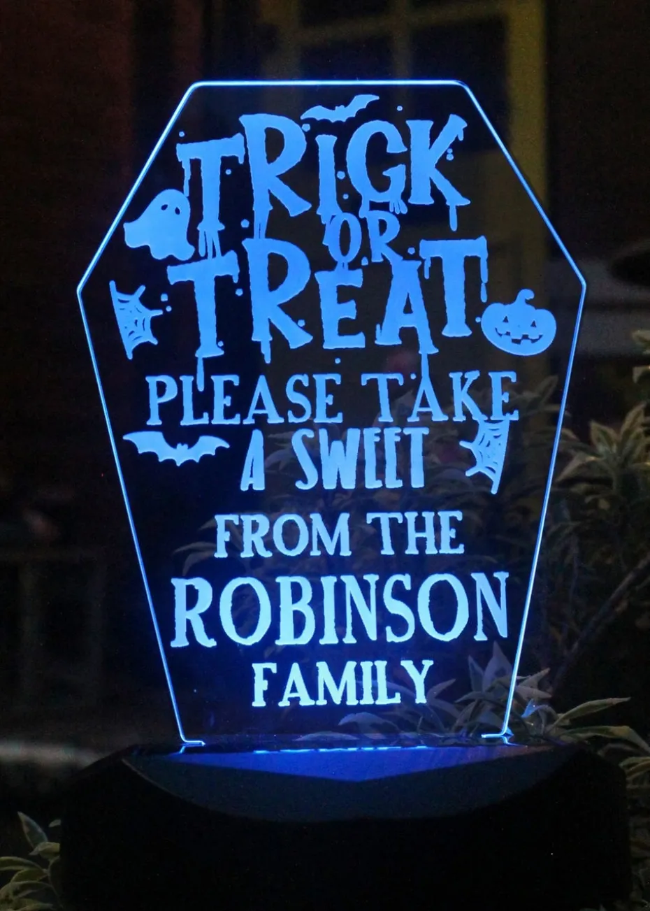 Personalised Memento Company Black Trick or Treat Halloween Solar Light