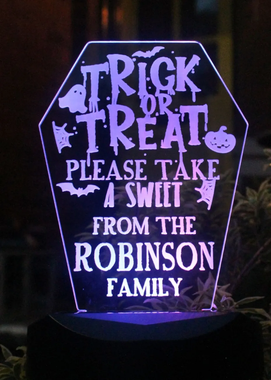 Personalised Memento Company Black Trick or Treat Halloween Solar Light