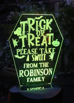 Personalised Memento Company Black Trick or Treat Halloween Solar Light