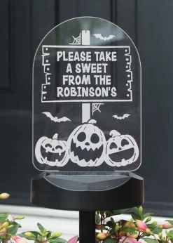 Personalised Memento Company Black Pumpkin Patch Halloween Solar Light