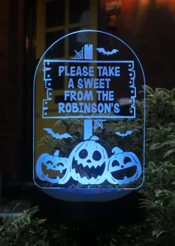 Personalised Memento Company Black Pumpkin Patch Halloween Solar Light