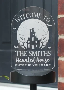 Personalised Memento Company Black Haunted House Halloween Solar Light