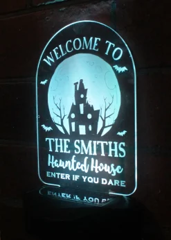 Personalised Memento Company Black Haunted House Halloween Solar Light
