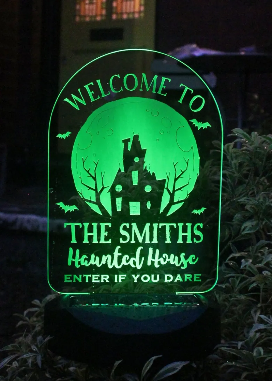 Personalised Memento Company Black Haunted House Halloween Solar Light