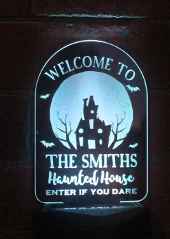Personalised Memento Company Black Haunted House Halloween Solar Light