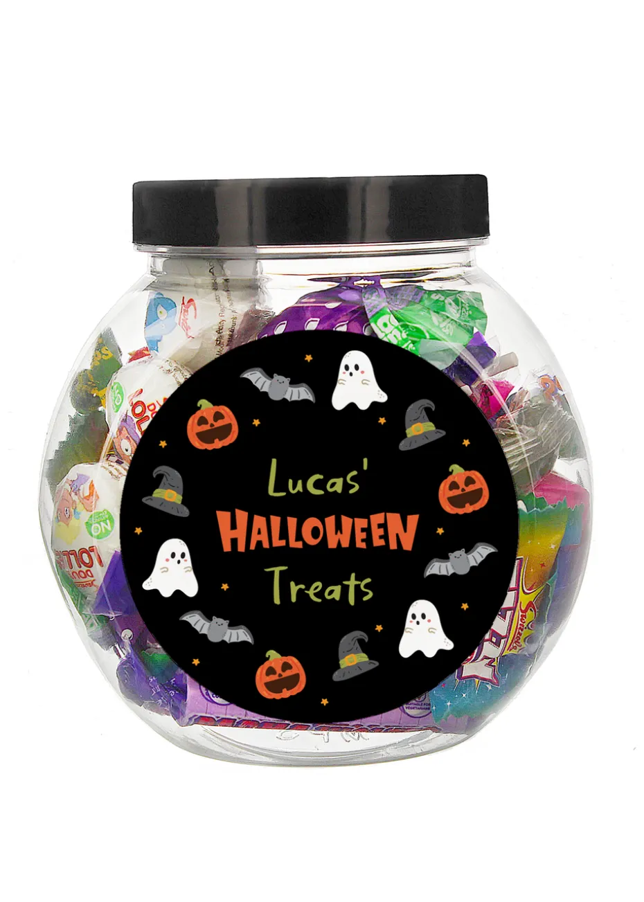 Personalised Memento Company Black Halloween Sweets Jar