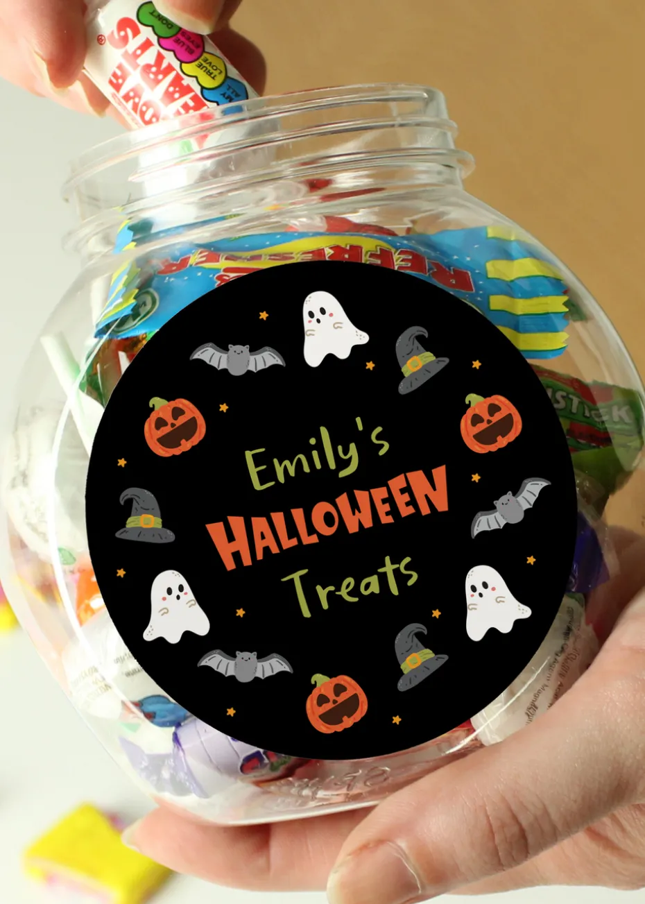 Personalised Memento Company Black Halloween Sweets Jar
