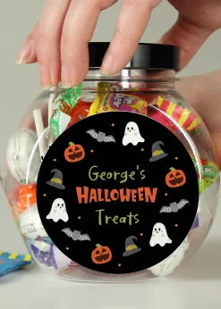 Personalised Memento Company Black Halloween Sweets Jar