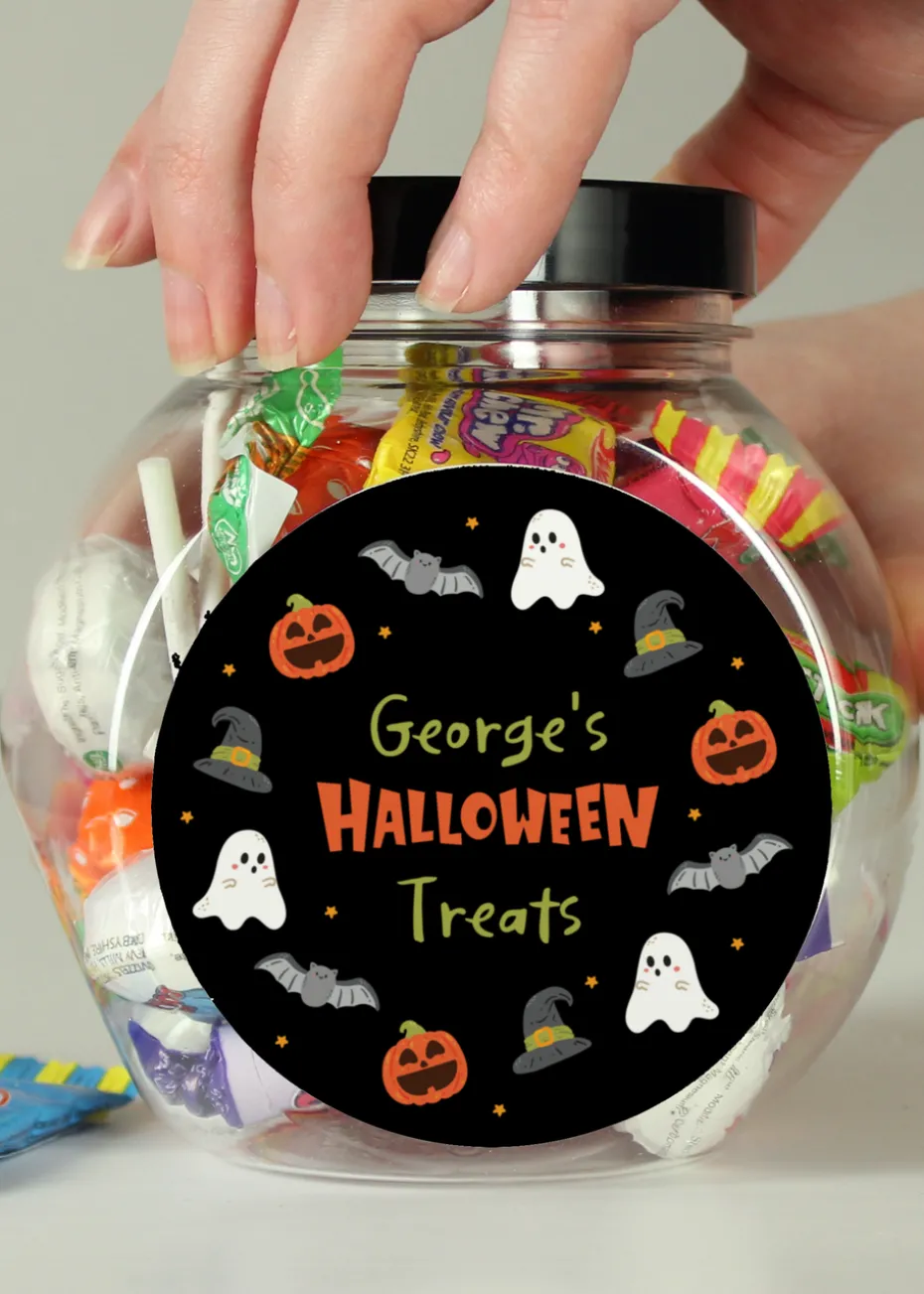 Personalised Memento Company Black Halloween Sweets Jar