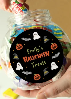 Personalised Memento Company Black Halloween Sweets Jar