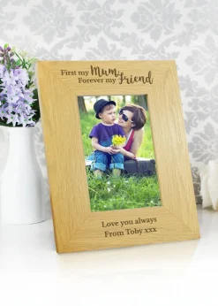 Personalised Memento Company 'First My Mum Forever My Friend' 6x4 Oak Finish Photo Frame