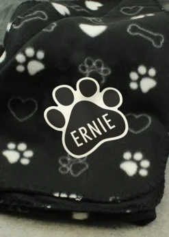 Personalised Memento Company Black Dog Paw Print Fleece Blanket