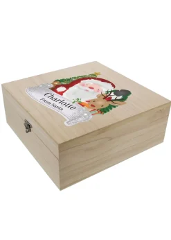 Personalised Memento Company Wood Colourful Santa Large Christmas Eve Box
