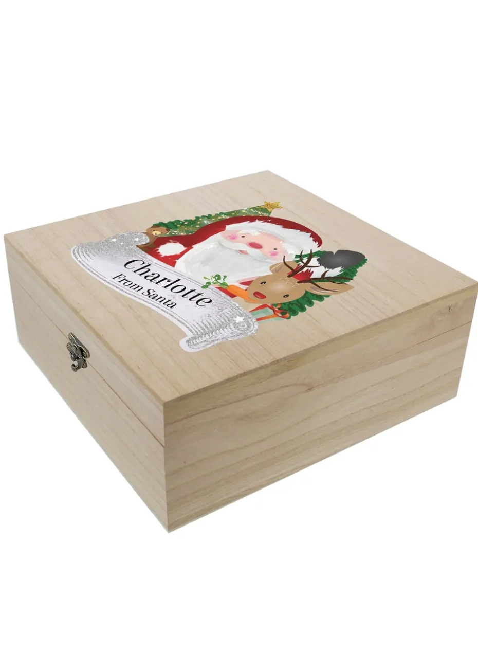 Personalised Memento Company Wood Colourful Santa Large Christmas Eve Box