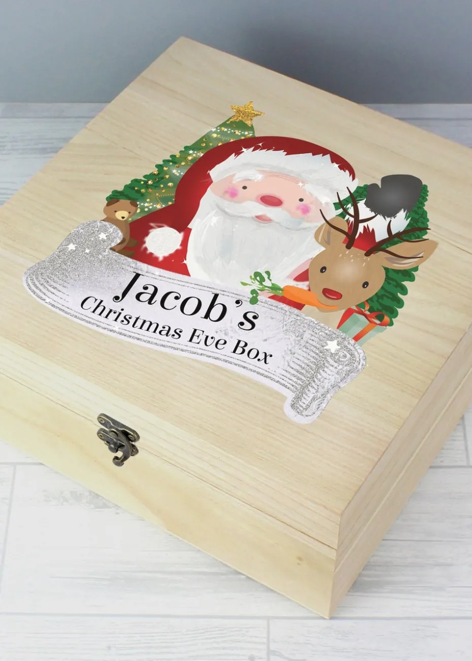 Personalised Memento Company Wood Colourful Santa Large Christmas Eve Box