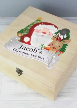 Personalised Memento Company Wood Colourful Santa Large Christmas Eve Box