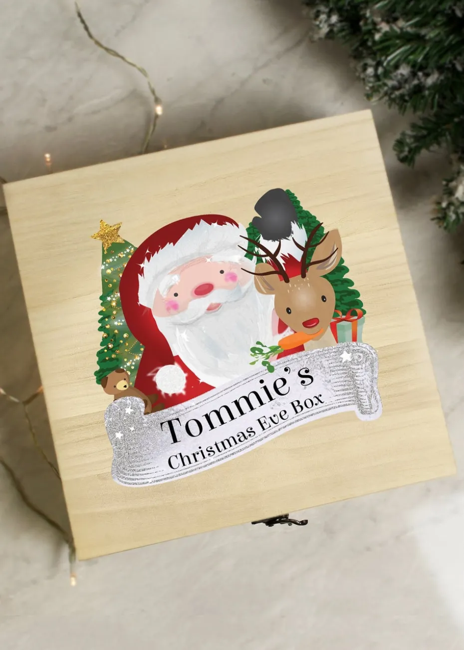 Personalised Memento Company Wood Colourful Santa Large Christmas Eve Box