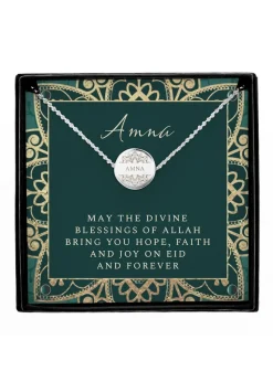 Personalised Memento Company Silver Sentiment Eid & Ramadan Disc Necklace Set