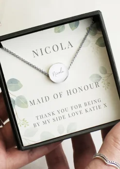 Personalised Memento Company Botanical Sentiment Tone Necklace and Box