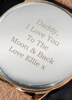 Personalised Memento Company Rose Gold Mens Watch with Brown Strap and Presentation Box