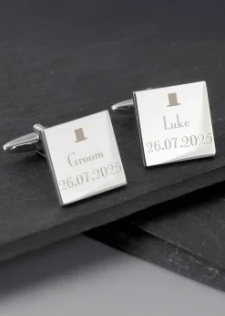 Personalised Memento Company Decorative Wedding Any Role Square Cufflinks