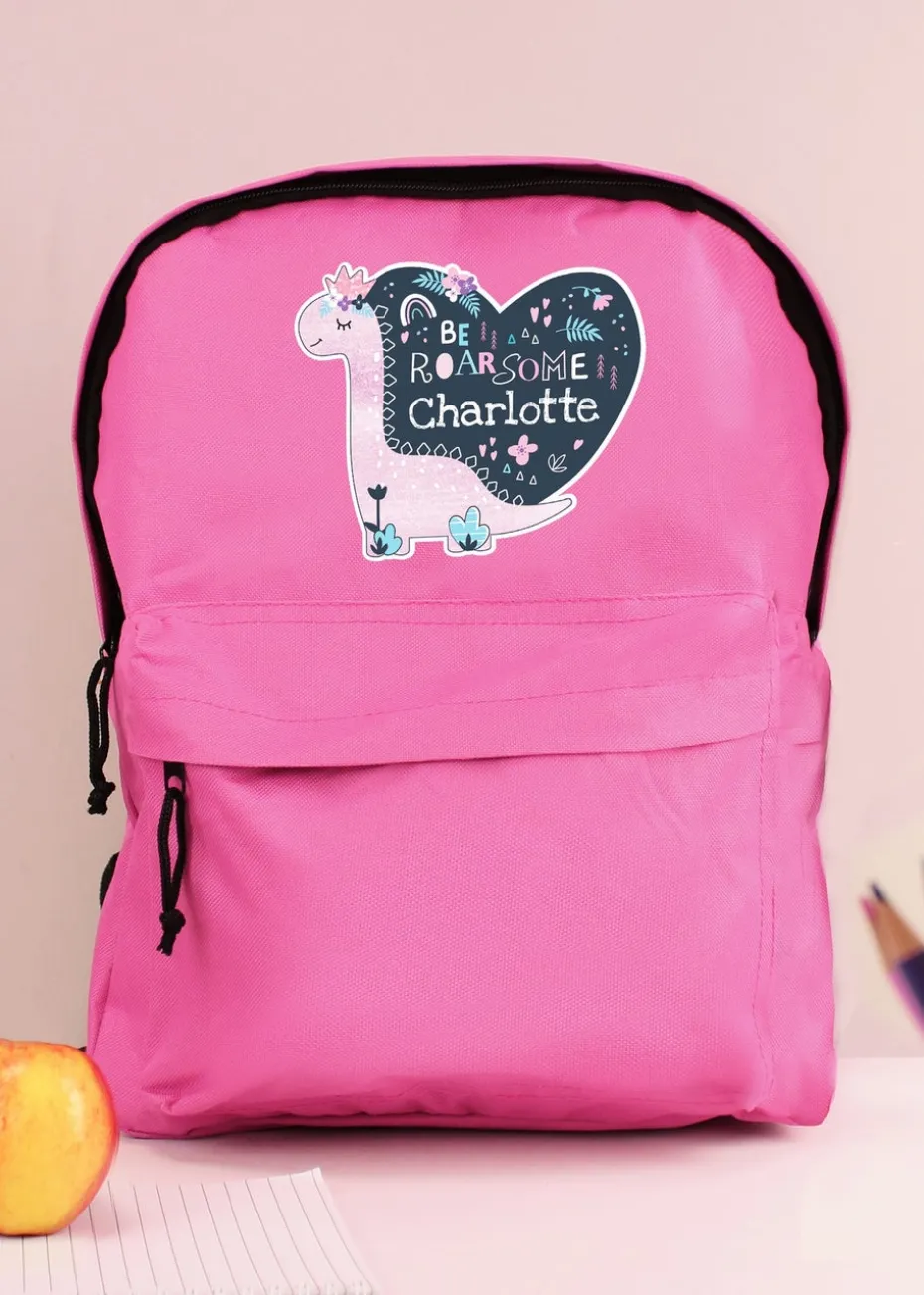 Personalised Memento Company Pink Dinosaur Backpack