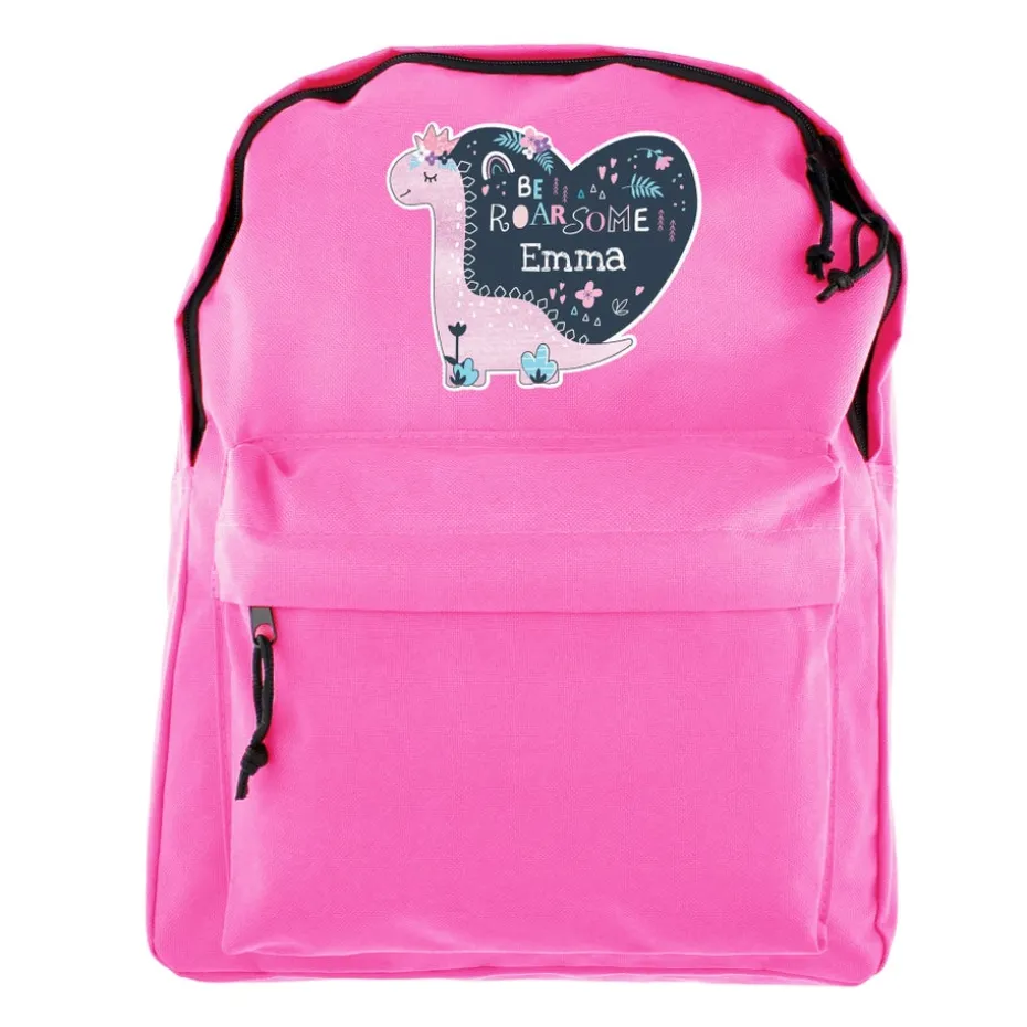 Personalised Memento Company Pink Dinosaur Backpack