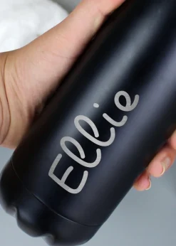 Personalised Memento Company Black Name Only Metal Insulated Drinks Bottle