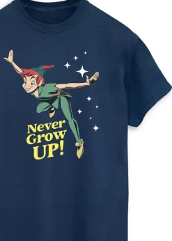 Peter Pan Never Grow Up Adult Navy Printed T-Shirt