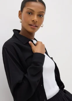 Petite Black Linen Blend Shirt