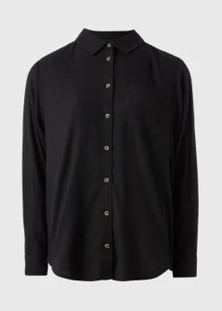 Petite Black Linen Blend Shirt
