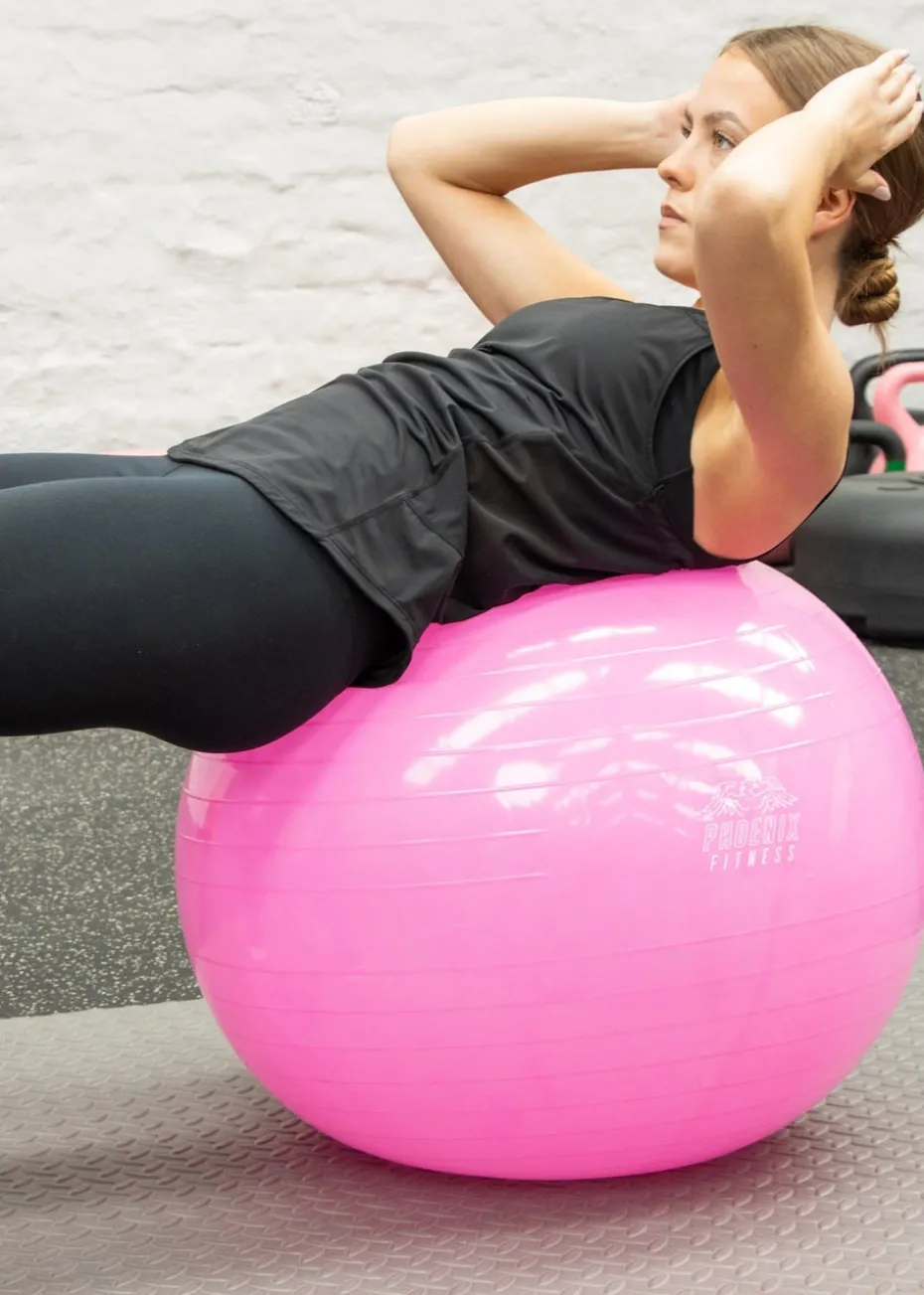 Phoenix Fitness Pink Fit Ball with Pump