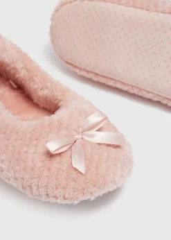 Pink Bow Slipper Socks