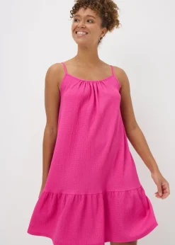 Pink Crinkle Mini Cami Dress