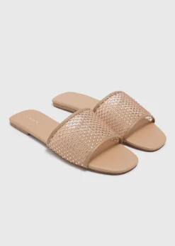 Pink Diamante Mule Sliders