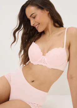 Pink Lace Detail Midi Knickers